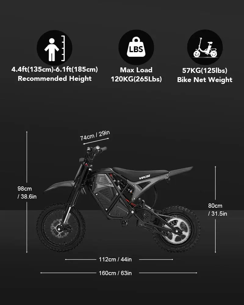 VIPCOO H3 ELECTRIC DIRT BIKE OFF ROAD Ebike Empire